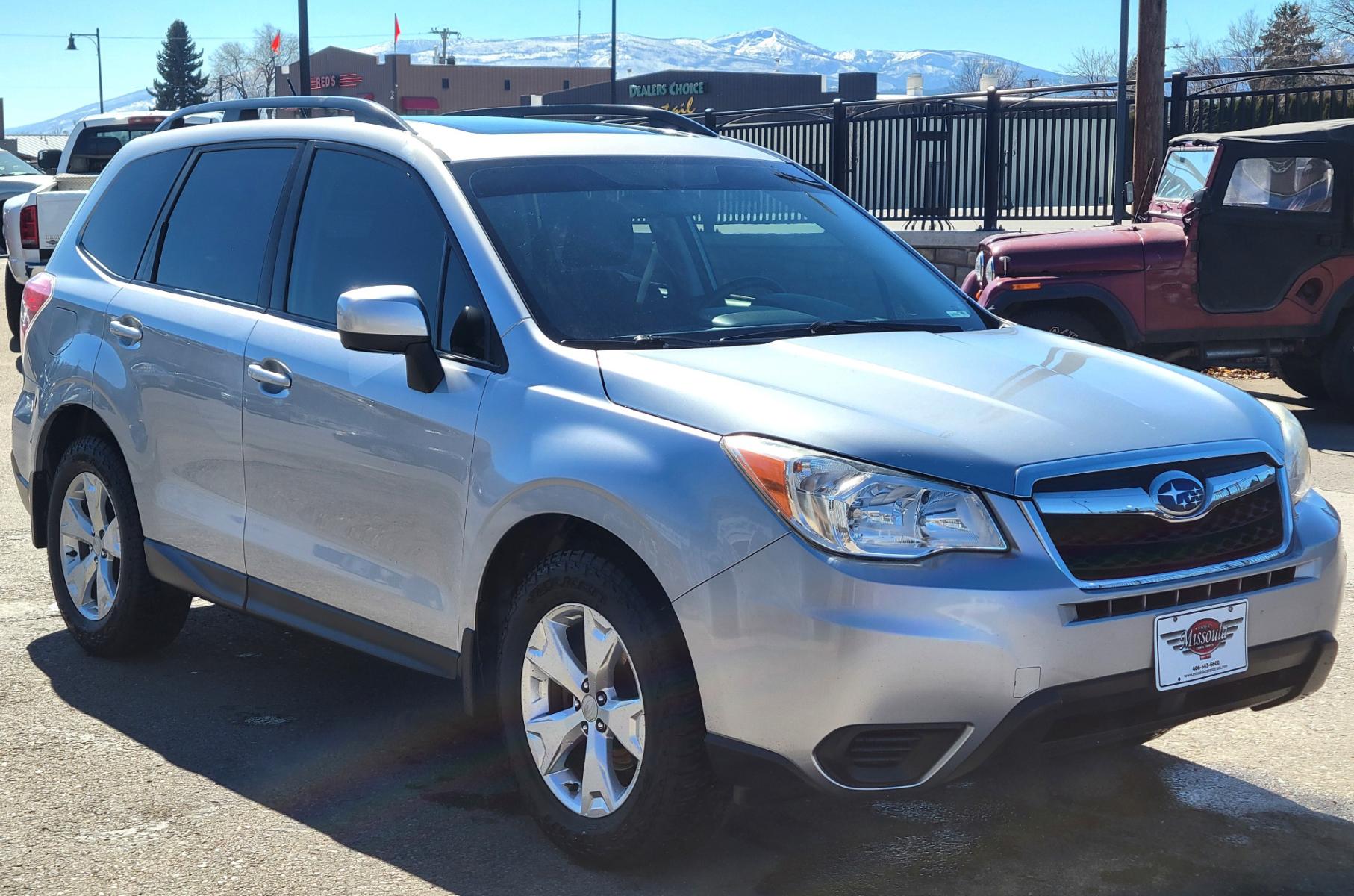 2015 Silver /Black Subaru Forester Premium (JF2SJADC3FH) with an 2.5L H4 engine, Automatic transmission, located at 450 N Russell, Missoula, MT, 59801, (406) 543-6600, 46.874496, -114.017433 - Photo #3